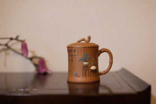 《繁花似景竹節(jié)蓋杯》經(jīng)典紫砂壺宜興全手工泡茶壺茶具降坡泥  《繁花似景竹節(jié)蓋杯》經(jīng)典紫砂壺宜興全手工泡茶壺茶具降坡泥
