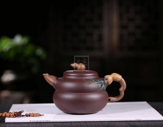 《福祿》宜興紫砂壺葫蘆紫砂泡茶壺紫泥手工工藝美術師紫砂茶具  《福祿》宜興紫砂壺葫蘆紫砂泡茶壺紫泥手工工藝美術師紫砂茶具