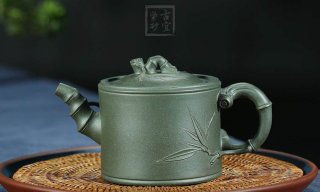 《竹段》宜興紫砂壺工藝美術師手工茶壺茶具天青泥竹段  《竹段》宜興紫砂壺工藝美術師手工茶壺茶具天青泥竹段